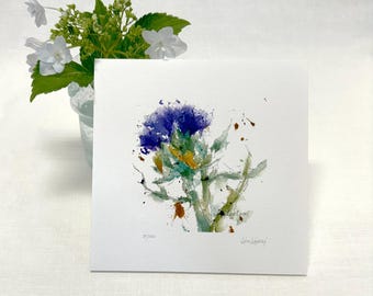 Thistle Watercolor Print: Scottish Flower Botanical Art