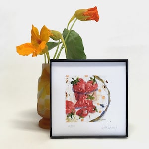STRAWBERRY Watercolor Fruit Print, Strawberry Kitchen Wall Art, Strawberry painting, Gardener Gift, Gift for Cook/Chef, Housewarming Gift