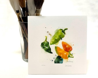 VEGETABLE PAINTING, Kitchen Art, Chili Art, Vegetable Watercolor, Kitchen Wall Art, Vegetable Print, Vegetable Art, Kitchen Decor Cook Gift