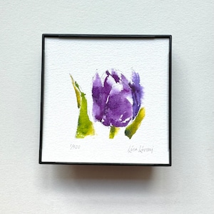 TULIP PAINTING, Purple Tulip, Tulip Print, Floral Watercolor Print, Spring Flowers, Tulip Wall Decor, Housewarming Gift, Gift for Mom