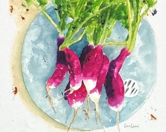 RADISH Watercolor Print, Radish Painting, Radish Art, Gift for Chef, Gift for Cook, Gift for Gardener, Kitchen Wall Art, Giclee