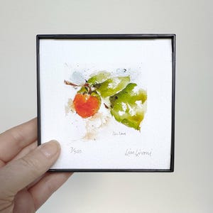 PERSIMMON Watercolor Fruit Print, Persimmon Fall Painting, Fall/Autumn Home Decor, Kitchen Art Farmhouse Decor, Persimmon Art Hostess Gift
