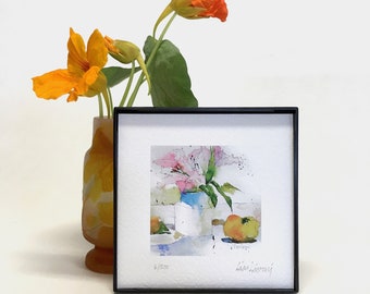 Lily Watercolor Floral Print: Summer Still Life, Framed Wall Art