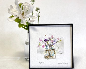 SWEET PEA Watercolor Floral Print, Sweet Pea Painting, Sweet Pea Art, Floral Watercolor, Housewarming Gift, Gardener Gift, Gift for Mom