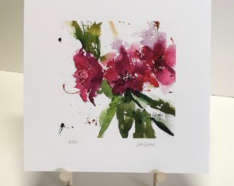 RHODODENDRON Watercolor Floral Print, Rhododendron Painting, Spring Flower, Gift for Mom, Gift for Gardener, Home Gift, Birthday Gift