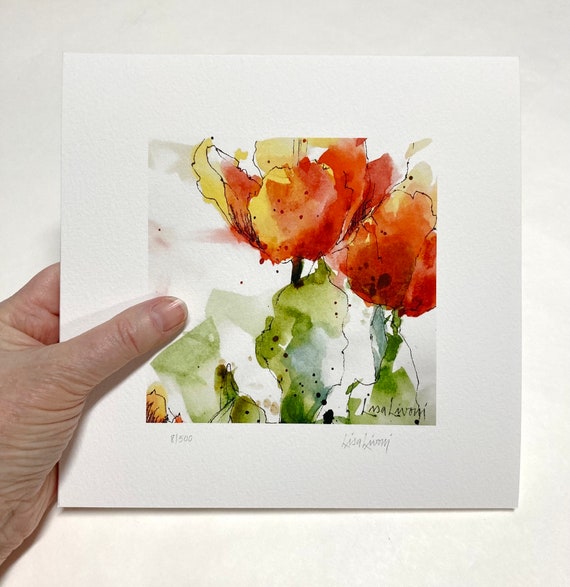 TULIP Watercolor Floral Print, Tulip Painting, Tulip Art, Gift for Mom, Flower Watercolor Painting, Gift for Gardener, Housewarming Gift