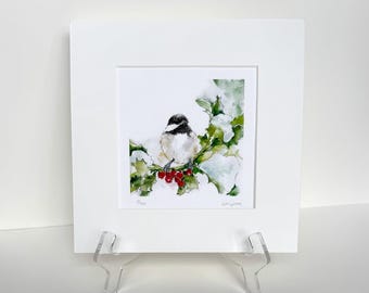 CHICKADEE Watercolor Bird Print, Chickadee Painting, Gift for Bird Lover, Chickadee Print, Watercolor Birds, Bird Home Decor, Bird Giclee
