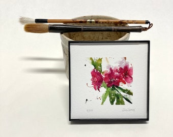 RHODODENDRON Watercolor Floral Print, Rhododendron Painting, Rhododendron Art, Spring Flower, Gift for Wife, Home Gift,