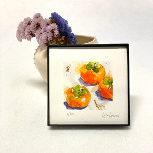 PERSIMMON Watercolor Fruit Print, Fall Decor Persimmon Painting, Persimmon Fruit Wall Art, Hostess Gift, Autumn/Fall Farmhouse Decor