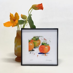 Persimmon Art Print, Kitchen Wall Art, Persimmon Watercolor Painting Fruit Print, Fall Fruit Painting Wall Decor, Fruit  Farmhouse Wall Art
