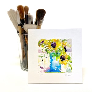 SUNFLOWER Watercolor Floral Print, Sunflower Painting, Sunflower Art, Farmhouse Decor, Gift for Teacher, Gift for Her, Home Decor Wall Art