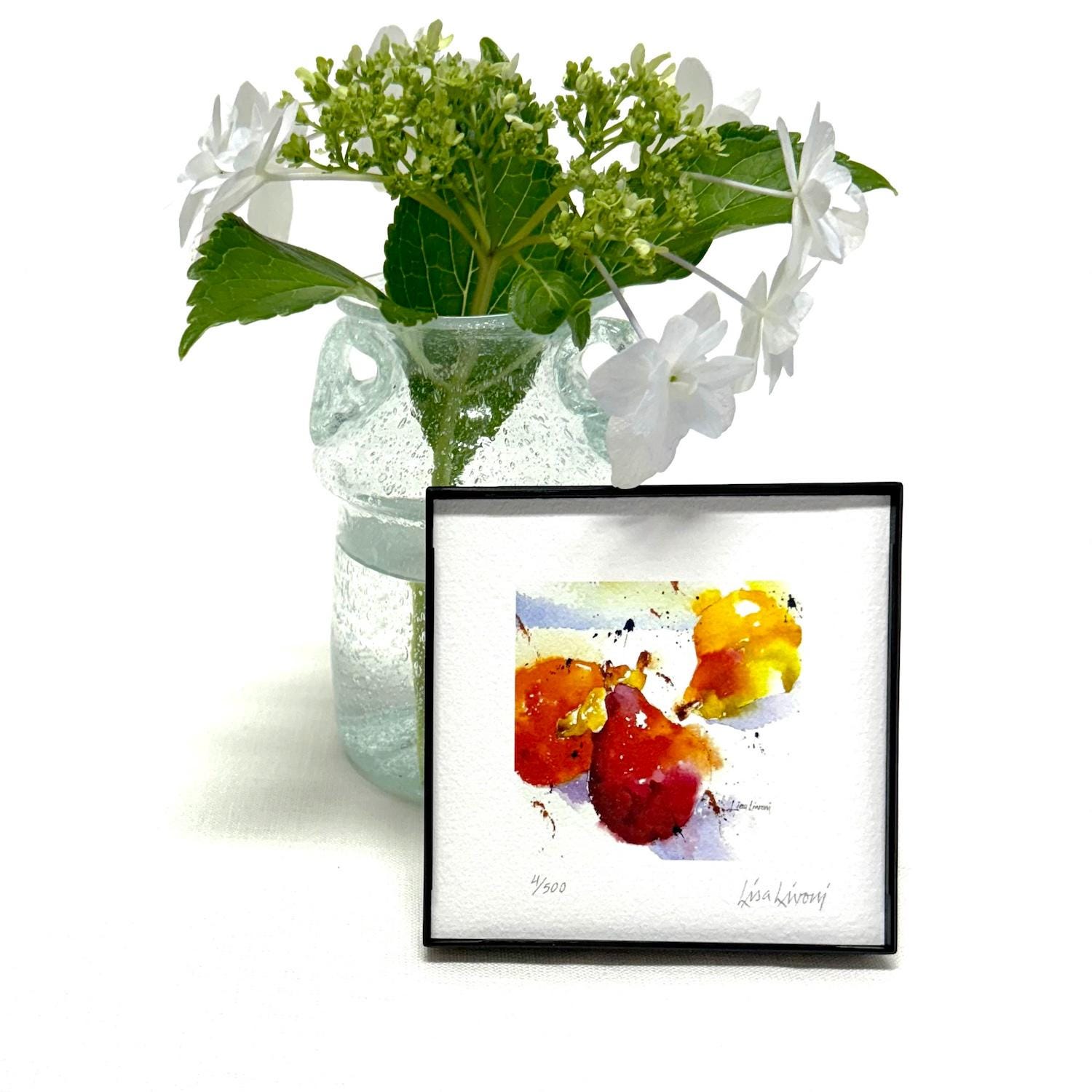 Framed Pear Watercolor Painting: Limited Edition Fruit Artwork