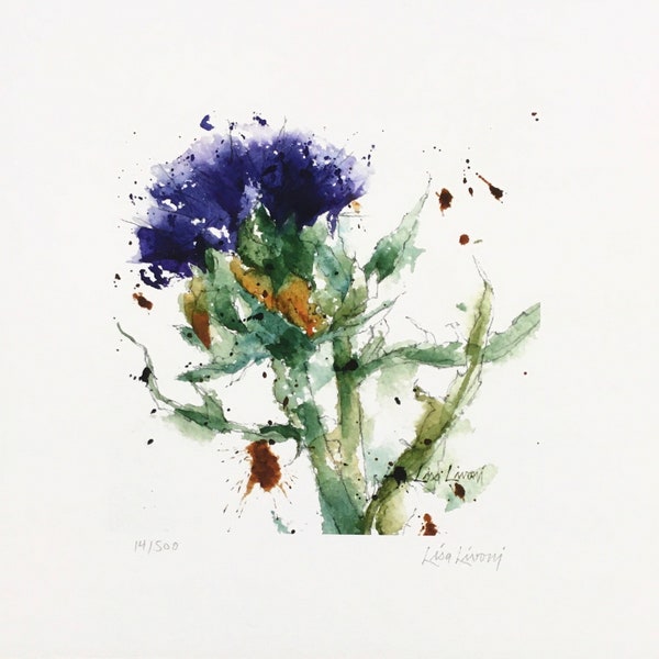 THISTLE Watercolor Floral Print, Thistle Painting Framed, Thistle Wall Art, Housewarming Gift, Scotland Flower, Gift for Scottish Friend