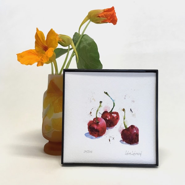 CHERRY Watercolor Print, Cherry Painting, Cherry Wall Art, Fruit Print Watercolor Wall Art, Best Friend Gift, Kitchen Wall Art, Cook Gift