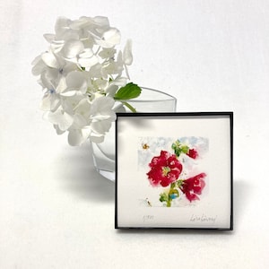 HOLLYHOCK Floral Watercolor Print, Hollyhock Painting Remembrance Gift, Gift for Gardener, Hollyhock Art Farmhouse Decor, Housewarming Gift