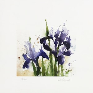 IRIS Watercolor Floral Print, Iris Painting, Iris Watercolor Art, Floral Watercolors, Farmhouse Decor, Housewarming Gift, Floral Art