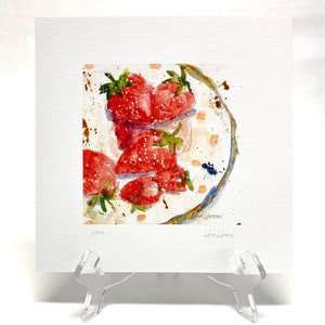STRAWBERRY Watercolor Fruit Print, Strawberry Painting, Strawberry Art, Kitchen Decor Wall Art, Home Gift, Farmhouse Decor, Gift for Cook