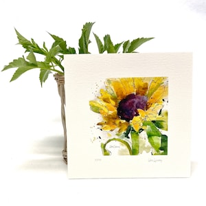 SUNFLOWER Watercolor Floral Print, Sunflower Painting, Sunflower Art, Farmhouse Decor, Gift for Teacher, Gift for Her, Home Decor Wall Art