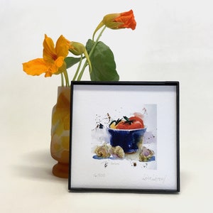 TOMATO and GARLIC Watercolor Print, Tomato Print Decor, Tomato Kitchen Wall Art, Hostess Gift, Kitchen Still Life Decor, Gift for Chef/Cook