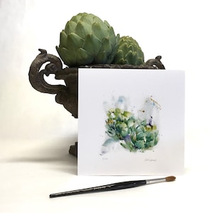 ARTICHOKE Art Print, Artichoke Watercolor Painting, Artichoke Kitchen Wall Art, Vegetable Painting, Hostess Gift,  Mom Gift, Farmhouse Decor