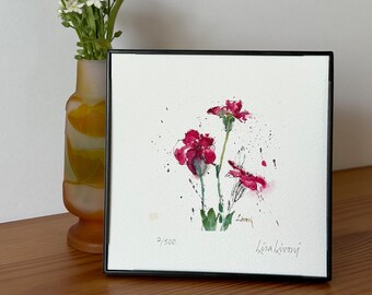 PINK FLOWERS Pink Wall Decor Floral Painting Pink Watercolor Botanical Print Pink Print Floral Wall Decor Housewarming Gift Girls Decor