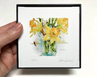 Daffodil Watercolor Floral Print: March Birth Flower Art