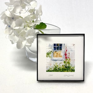 HOLLYHOCK Floral Watercolor Print, Hollyhock Painting Gift for Gardener, Hollyhock Art Farmhouse Decor, Housewarming Gift, Bridesmaid Gift