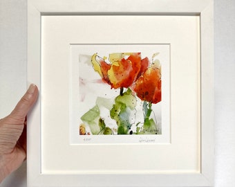 TULIP Watercolor Floral Print, Framed Tulip Painting, Tulip Wall Art, Tulip Aesthetic, Farmhouse Wall Decor, Gift for Gardener, Gift for Mom
