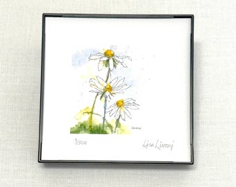 DAISY, Daisy Painting, Daisy Watercolor,Daisy Art, Daisy Watercolor Print, Floral Art, Daisy Art Work, Flower Painting, Girl's Room Decor