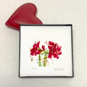 Valentine's Day Red Amaryllis Flower Art Print, Amaryllis Wall Art, Red Floral Painting, Floral Print, Watercolor Floral Art, Gift for Her