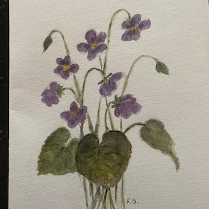 Lindo cartão violeta tamanho A5 dobrado aquarela original