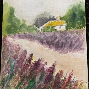 Lavenderfields      Original Aquarell card    A5 folded
