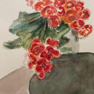 Red Rose Aquarell     Semi Abstract    Original watercolour    A5 folded  blank card