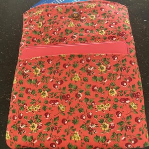 Beautiful  pure cotton Liberty Book Bag "Wild Cherries"          holds ipad and book at  the same time