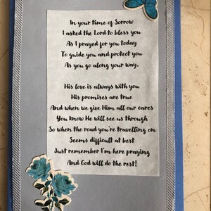 Sympathy card  with poem- In your time of sorrow