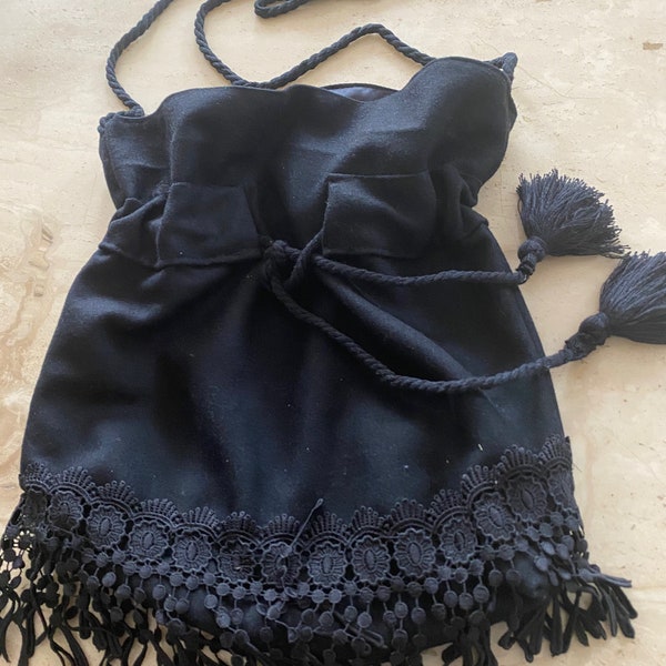Black Crossbody Gypsy Bag with Lace