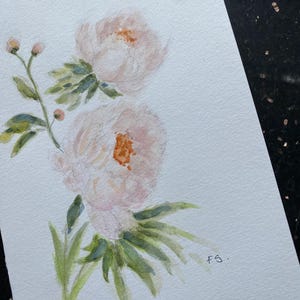 Rosa pioner A5-kort vikta Original akvarell