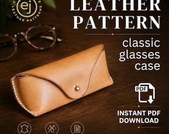 Patrón PDF para estuche de gafas de sol de cuero, soporte para gafas estilo Ray-Ban para hacer tú mismo, descarga digital de artículos de cuero, proyecto para principiantes de cuero curtido vegetal.