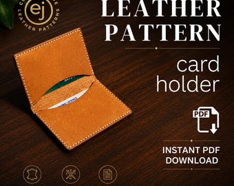 Leather Pocket Card Holder Pattern, Slim Wallet Template, Beginner Project (PDF Download)