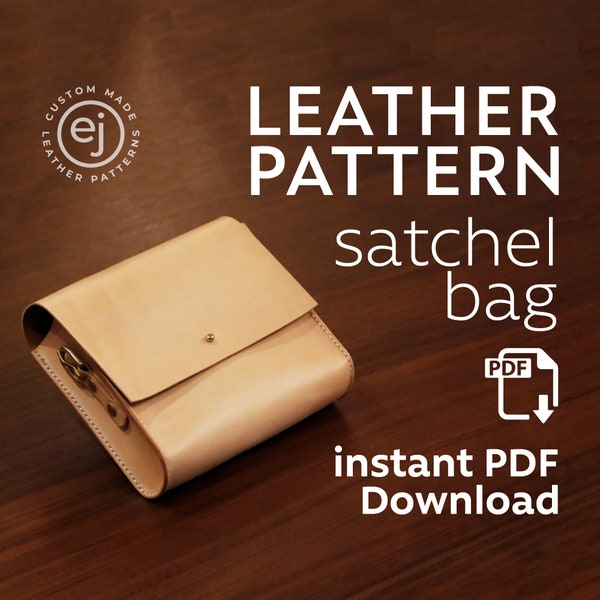 Leather Satchel Bag PDF Pattern, Minimalist Shoulder Bag Pouch Pattern Template