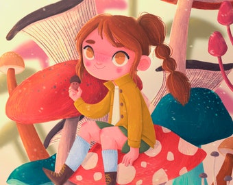 Little Autumn Girl Illustration Print