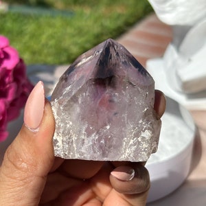 Phantom Amethyst Tower from Brazil, Half Polished Amethyst Bahia Root Point, Crown Chakra Healing Stone