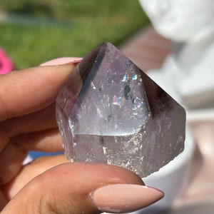 Phantom Amethyst Tower from Brazil, Half Polished Amethyst Bahia Root Point, Crown Chakra Healing Stone