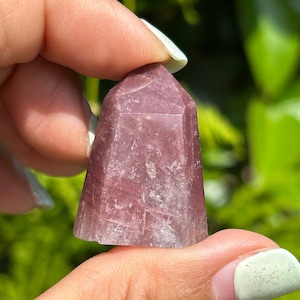 Dark Pink Lithium Quartz Crystal Point: Manifestation Stone