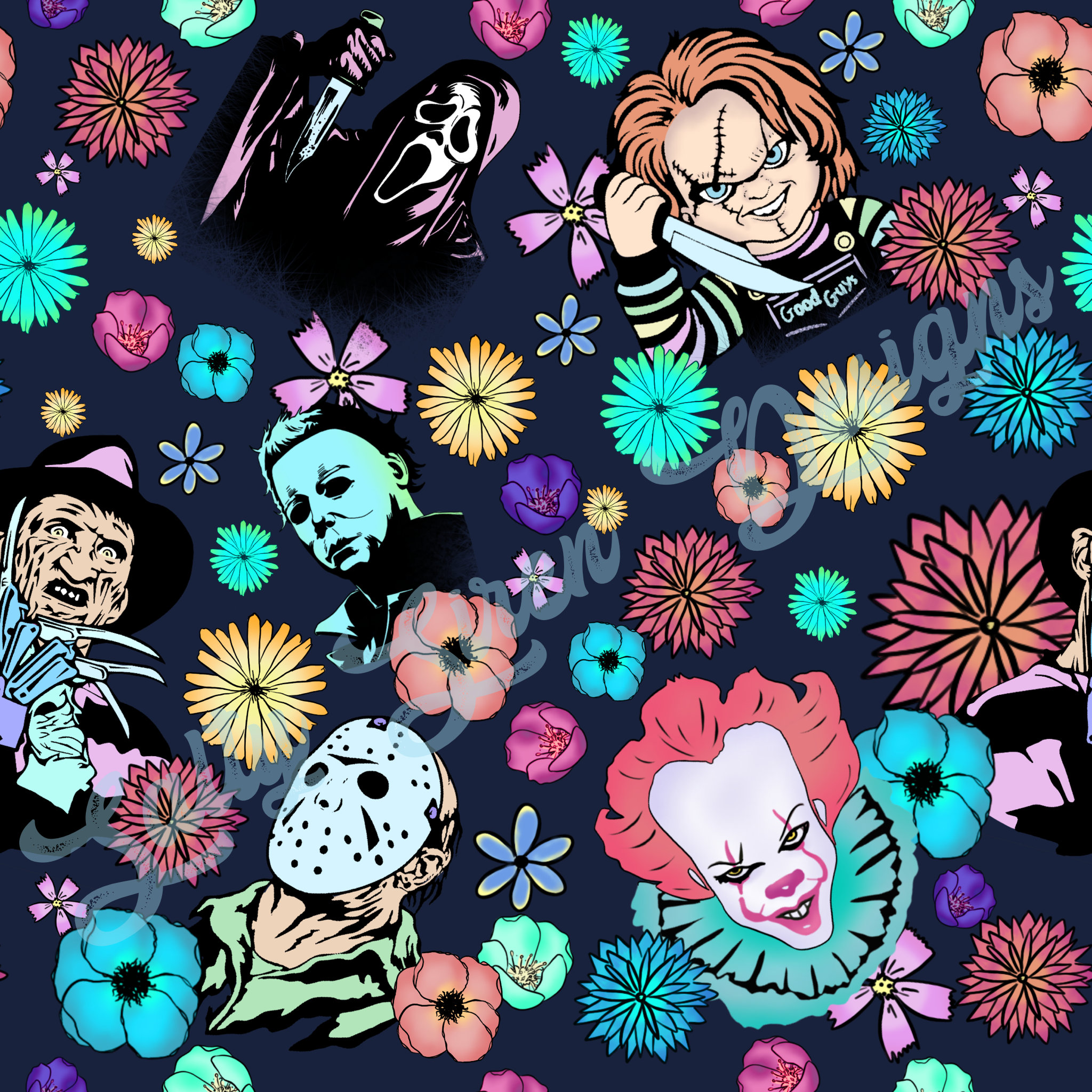Spring Horror Floral Seamless Design - Etsy