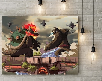 pic Bowser Vs Donkey Kong Godzilla Vs Kong Poster etsy