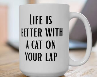 Cozy Coffee Lover Mug - Perfect Gift for Tea Enthusiasts, Funny Ceramic Cup, Home Office Décor, Birthday, Holidays, Cat Person