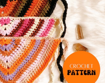Retro häkeln Bandana Muster, Easy Hair Schal (PDF-Muster)
