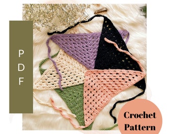 Crochet Grandma Triangle Bandana Pattern, Easy Crochet Bandana Pattern, Crochet Kerchief Pattern