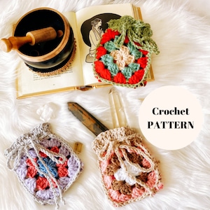 Crochet Crystal Pouch Pattern/ Crochet Trinket Pouch Pattern/ Granny Square Pouch Pattern